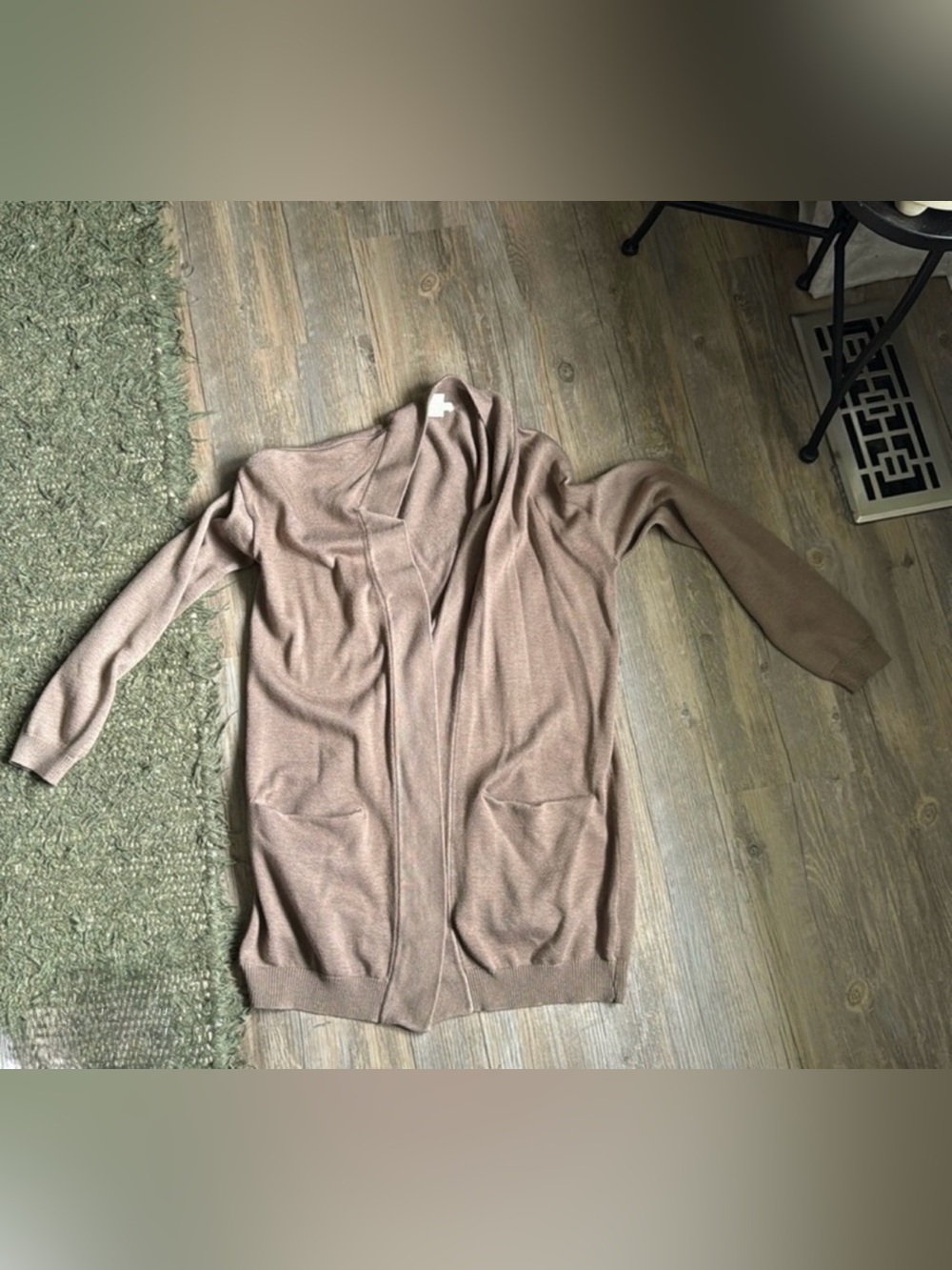 H&M Open-Front Tan Long Cardigan Size Small